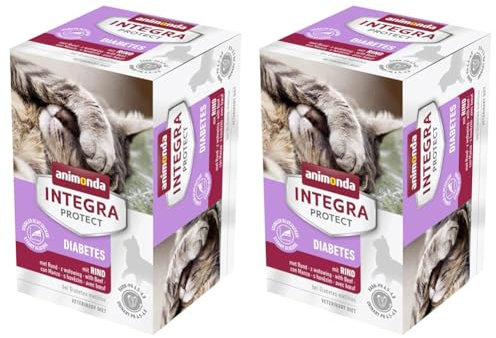 animonda Integra Protect Diabetes Katze, Diät Katzenfutter, Nassfutter bei Diabetes mellitus, mit Rind, 6 x 100 g (Packung mit 2)