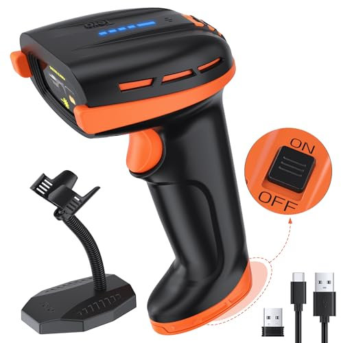 Tera Pro Barcode-Scanner mit austauschbarer Batterie: EIN/Aus-Schalter Batterieanzeige wandmontierbarem Ständer 1D 2D QR kompatibel mit Bluetooth 2.4G Wireless USB kabelgebunden Barcode-Leser D6100