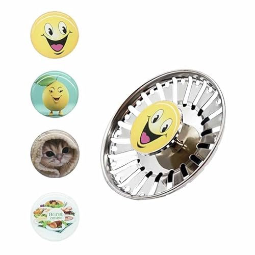 Kitchen Sink Strainer Plug, Stainless Steel, Interchangeable Emoji Design (bh-78mm)