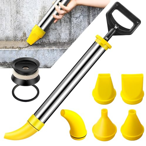 DUXINN Stainless Steel Cement Mortar Grouting Gun, Reusable Caulk Gun Grout Gun with 5 Nozzles, Caulking tools perfect for Grouting, Sealing, and Joint Filling