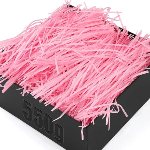 TXXATX 550g Papier Déchiqueté Papier Remplissage Cadeau Rose Papier Dechicter Emballage Frisure de Papier Raffia Remplissage Papier pour DIY Décorer Cadeaux Remplissage Boite Cadeau
