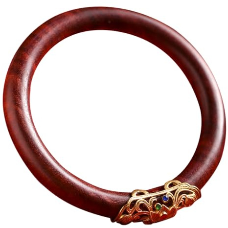 Homoyoyo Pulsera de Madera Natural Étnica para Mujer, Brazalete Redondo Marrón Diseño Vintage, Cómoda Artesanía Detallada, Adecuada para Bodas Playa