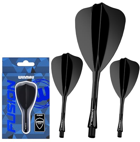 WINMAU Dardos Fusion Sistema Integrado de Vuelo y Eje - Arrow Forma y diseño - Color Negro, Longitud Media
