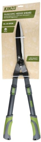 Kinzo Cisaille à Haie Télescopique 65-85cm - Ciseaux de Jardin pour Haies et Arbustes - Lames Antiadhésives - Poignées Ergonomiques - Outil de Jardin Léger pour une Coupe Précise