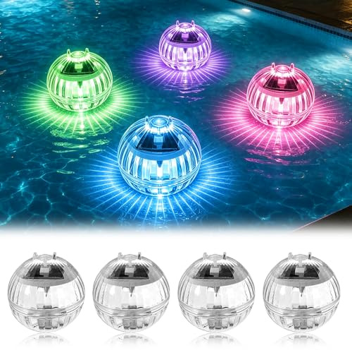 WDKXCN 4 Pezzi Lampade Piscina Solari, Lampada Piscina Galleggiante Solare, Luce Solare per Piscina Galleggiante, Accessori per Illuminazione per Piscine, Stagni, Fontane e Fiori da Giardino