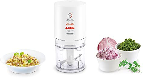 Seb Mini hachoir, Hacher, Ciseler tous les types d'ingrédients, Capacité utile 50 g, Utilisation facile par simple pression, Fabriqué en France, Valentin 855308