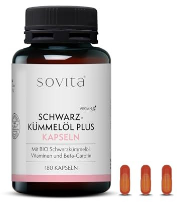 Schwarzkümmelöl plus Kapseln | Mit den wertvollen ungesättigten Fettsäuren Linolsäure und Ölsäure | Nahrungsergänzungsmittel | 180 Kapseln