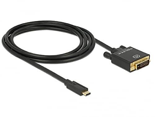 DeLOCK 2m, USB-C/DVI 24+1 Negro - Adaptador para cable (USB-C/DVI 24+1, USB-C, DVI 24+1, Male connector / Male connector, 2 m, Negro)