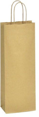 Sacs bouteilles ECO kraft brun poignées torsadées 39 x 14 x 8 cm - Carton de 200