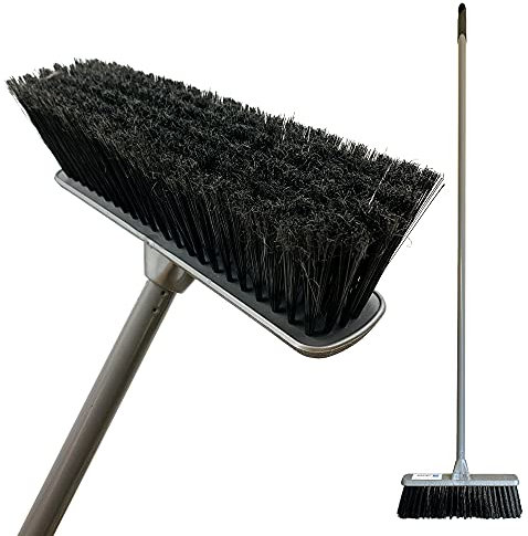 Soft Sweeping Brush Indoor Broom – Stylish Silver Kitchen Broom Ideal for Household Cleaning, Brush Indoor with 30cm Soft Bristle Brush Head and 120cm Long Screw Fit Metal Handle