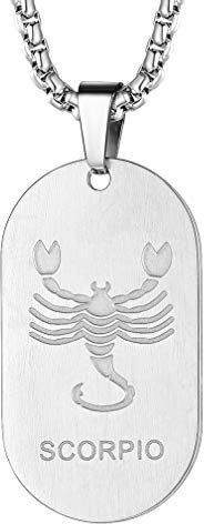 FaithHeart Sternzeichen Dog Tag silber edelstahl Skorpion Anhänger Halsketten herren mit Sternzeichen Anhänger