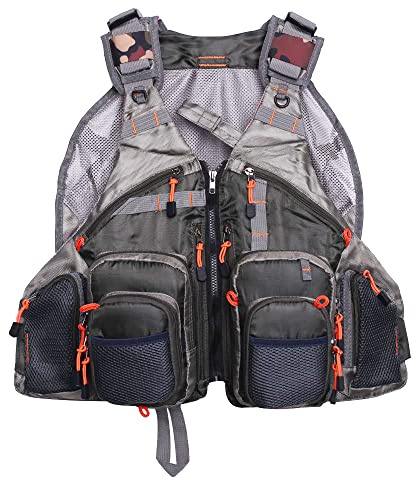Raprance - Gilet da pesca a mosca, regolabile, traspirante, con tasche, per uomo e donna, Uomo, Lyndee, Adjustale size