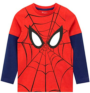 Marvel Maglietta a Maniche Lunga per Ragazzi Spiderman Rosso 3-4 Anni