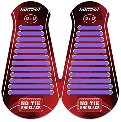 HOMAR Lacets Élastique pour Adultes et Enfants No Tie Lacets Silicone sans Laçage pour Baskets Chaussures de Planche Bottes Lacet Élastique sans Nœud