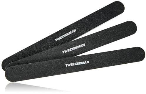 TWEEZERMAN Lima de uñas (3 piezas, lima de doble cara con grano 180 y 240, Professional Nail Files), color negro