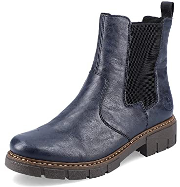 Rieker Mujer Botines Z3561, señora Botas Chelsea,Botas,Medias Botas,botín,Bota de Deslizamiento,Plano,Azul (Blau / 14),36 EU / 3.5 UK