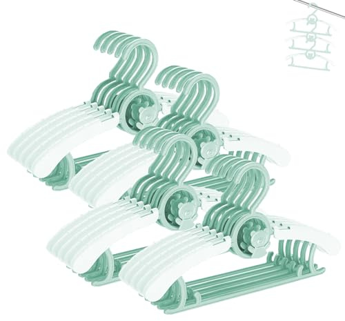 HGYZE Baby Kleiderbügel Kinder Antirutsch, 29-37cm Ausziehbare Kinderkleiderbügel mit Hosenständer, Stapelbare Mitwachsende Kid Hanger Ideal für Kinderbekleidung, 20 Stück Kunststoff Babybügel