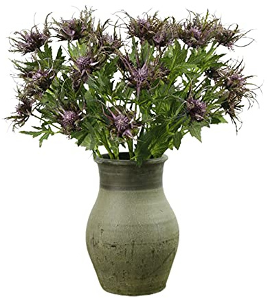 MISNODE 3 Pcs Artificial Eryngiums Plants, 26 Inch Faux Eryngiums Blue Eryngium Faux Plants Wedding Bouquet, Eryngium Foetidum Simulation Sea Holly (Purple)
