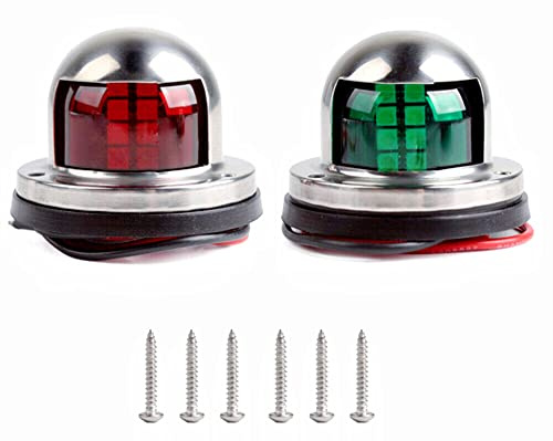 HAIWEN 2Pcs 12V Boat Yacht Light LED Bow Navigation Lights Sailing Lamp Deck Mount Red Green Side Port Starboard Lights Sailing Signal Light Stainless Steel 316
