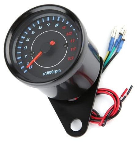 TKSE DC 12 V universell motorcykel elektronisk varvräknare, aluminiumhölje, LED-bakgrundsbelysning, 0-13000 rpm/min, för Honda, Suzuki, Yamaha, Kawasaki