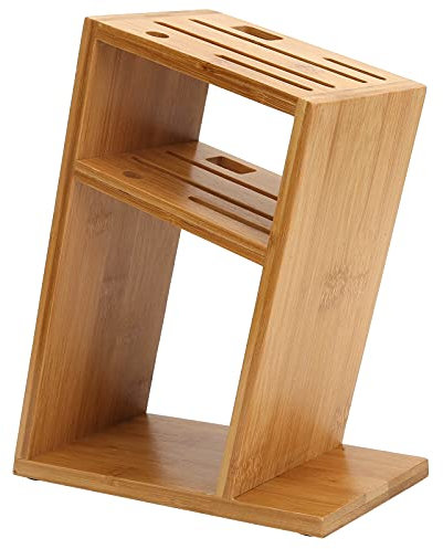 Tissting Ceppo per Coltelli, Portacoltelli Inclinato in Legno Lavabile, Organizzatore da Tavolo 20.5x10x20.5 cm, Set di Ceppi per Cucina, Ristoranti, Hotel