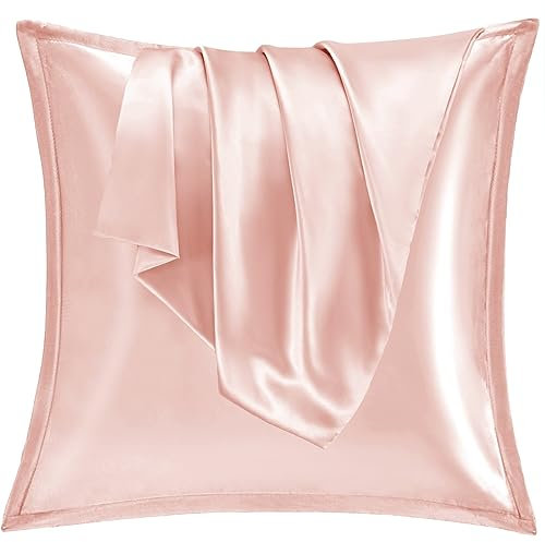 Vielit 2er Set Satin Kissnbezug 60x60 mit Zip,Weich wie EIN Silk Pillowcase,wie Seidenkissenbezug Geeignet für Curly Haar,Satin Kopfkissenbezug Kissenbezüge Rosa Kissenhülle