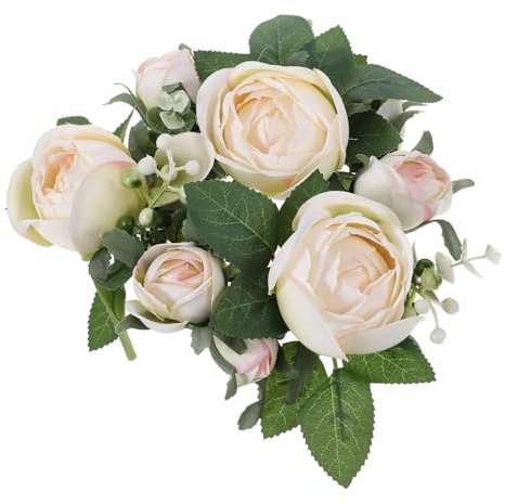 MAGICLULU Anneau De Bougie Rose Artificielle 20Cm Couronne pour Décoration Table Mariage Fête Saint-Valentin Élégante