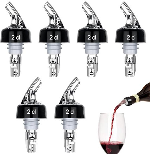 mizikuu 6 pièces Becs Verseurs, 2cl bouchon verseur alcool pour Bouteilles Auto Doseurs/Becs Distributeur de Bar bec verseur huile d'olive pour Maison, Bar, vin, Cocktail