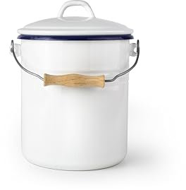 IBILI - Cubo con Tapa para Compost 6 Litros Acero Esmaltado Vitrificado Diseño Artesanal