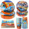 Hmfmdy Set di stoviglie da corsa, 50 pezzi, decorazione per auto da corsa, set di stoviglie per compleanno, con piatto di carta, tovaglioli, per feste di compleanno per bambini, per 10 ospiti