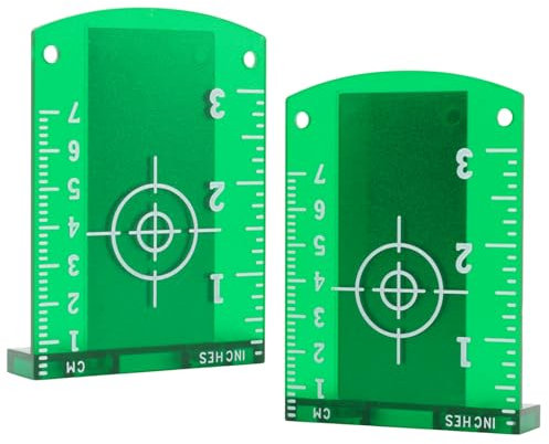 Laser Targets, 2Pcs Magnetic Target Plate with Stand, Magnetic Floor Laser Target Plate Card Level Plate for Green Laser Level, for Enhancing The Visibility of Green Laser Lines