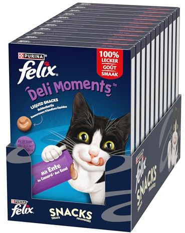 Felix Deli Moments, snack cremoso per gatti con anatra, confezione da 44 (44 x 10 g)