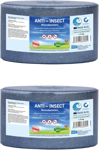 Salt Licks for Horses – IMIMA Mineral Anti-Insect Set 2 x 3kg – For Horses, Sheep, Goats, Wildlife, Cattle – Mineral Block (2 x 3kg)
