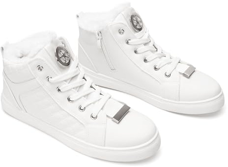 GLAMORA Bottes décontractées d'hiver pour femme jeune, chaudes avec doublure en fourrure douce, semelle antidérapante et fermeture éclair latérale, design urbain jeune et confortable idéal pour un