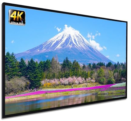 84-Inch 16:9 Fixed-frame Projector Screen, 4K/8K 3D Projection Wall-mounted Cinema Screen for Indoor Outdoor Home Theaters Offices