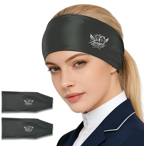 Equestrian Headband Under Helmet for Women – Horseback Riding Headband, Silk-Feel Helmet Liner & Hair Protector, All-Season Horse Riding Gear for Dressage and Training (2, Black)