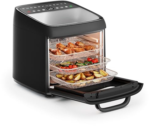 Princess Varmluftsfritös ugnsvision, 12,6 L kapacitet, 1800 W effekt, multifunktionell matlagning, digital kontrollpanel, lätt att rengöra, 182494