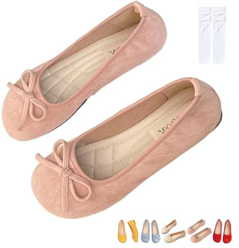 Zapatos planos de ballet Mary Jane para mujer, zapatos planos con lazo para mujer, elegantes, cómodos, puntera redonda, vintage, casuales, zapatos planos de bailarina