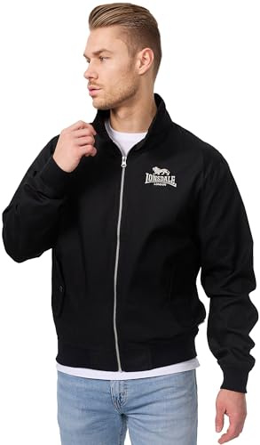 Lonsdale Herren Slim Fit Harrington Jacke, Schwarz, S EU
