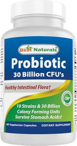 Best Naturals Probiotic 10 Strains 30 Billion Shelf Stable 60 Vcaps … (60 Count (Pack of 1))