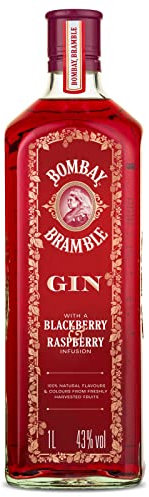 Bombay Bramble Distilled Premium, 43 % vol., 100 cl / 1 L, Blackberry & Rasberry Flavoured Gin, Ginebra de sabor y color 100 % naturales procedentes de moras y frambuesas recién recogidas