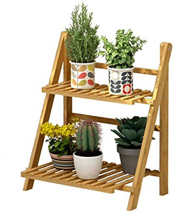 Sywlwxkq Estantes de Flores de Escalera de 2 Niveles Estante de Flores de Madera Plegable Estantes de Esquina Exhibición de Plantas de jardín para macetas Estantes de Esquina Estantes de FL