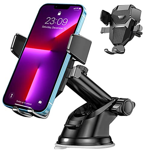 Bnimtm Car Phone Holder 4 in 1 Universal Phone Mount Cradle Super Stable for Car Dashboard/Windscreen/Air Vent, One Button Release and 360° Rotation for All 4.7 to 6.5 inch Smartphones
