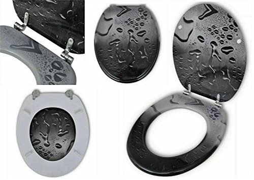 MDF Toilet Seat Novelty Design Stainless Steel Hinges All Printed Loo Seats All Printed ON 3 Sides (Water Drop Design)