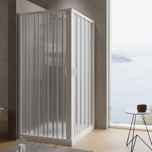 Cabina de ducha con fuelle de PVC 100 x 100 cm H 185 mod. Aster con apertura central