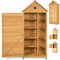 RELAX4LIFE Armadio da Esterno con Tetto Antipioggia in Lamiera Zincata, 4 Ripiani Rimovibili, 2 Porte, 2 Mini Chiavistelli, Casetta in Legno per Giardino (80x45x177cm)