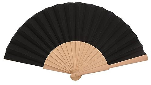 qijiefenCC Folding Hand Fans,Chinese Vintage Handheld Folding Hand Fan,Fabric Hand Fan,For Birthday Gift Wedding Dance Party Decoration Home Decor,Black