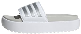 adidas Women's Adilette Platform Slides, Cloud White/Zero Metalic/Grey One, 8 UK
