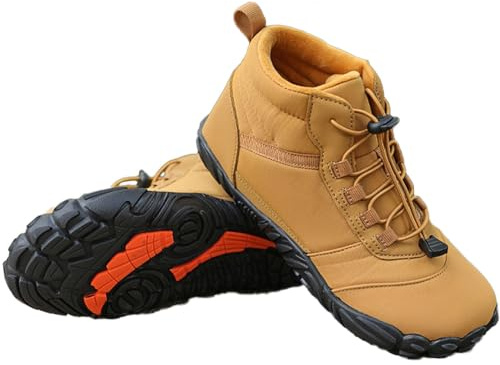 Winter Barefoot Shoes, Soft Light Fitness Shoes with Non-Slip Soles and Wide Toe Cap, Healthy, Warm & Water-Resistant, High Warm and Non Slip Boots, for Women Men Trail Running Shoes Khaki