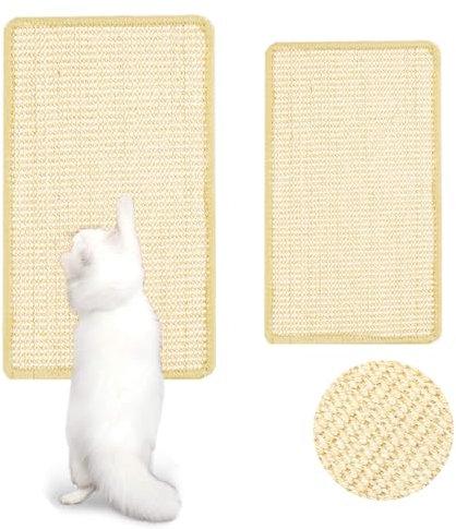 PIWOSGOL 2er Set Kratzmatte Katze, Kratzbrett Wand, Sisal Katzenkratzmatte natürliche Katzenkratzbretter 30x60cm, 25x50cm Kratzteppich Sisal für Katze, für Sofa Möbel Tür Kratzschutz